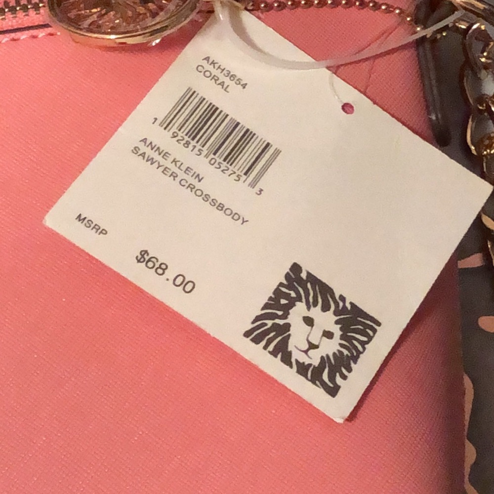 Anne Klein Sawyer Crossbody Coral NWT with free bag charm - Picture 3 of 8